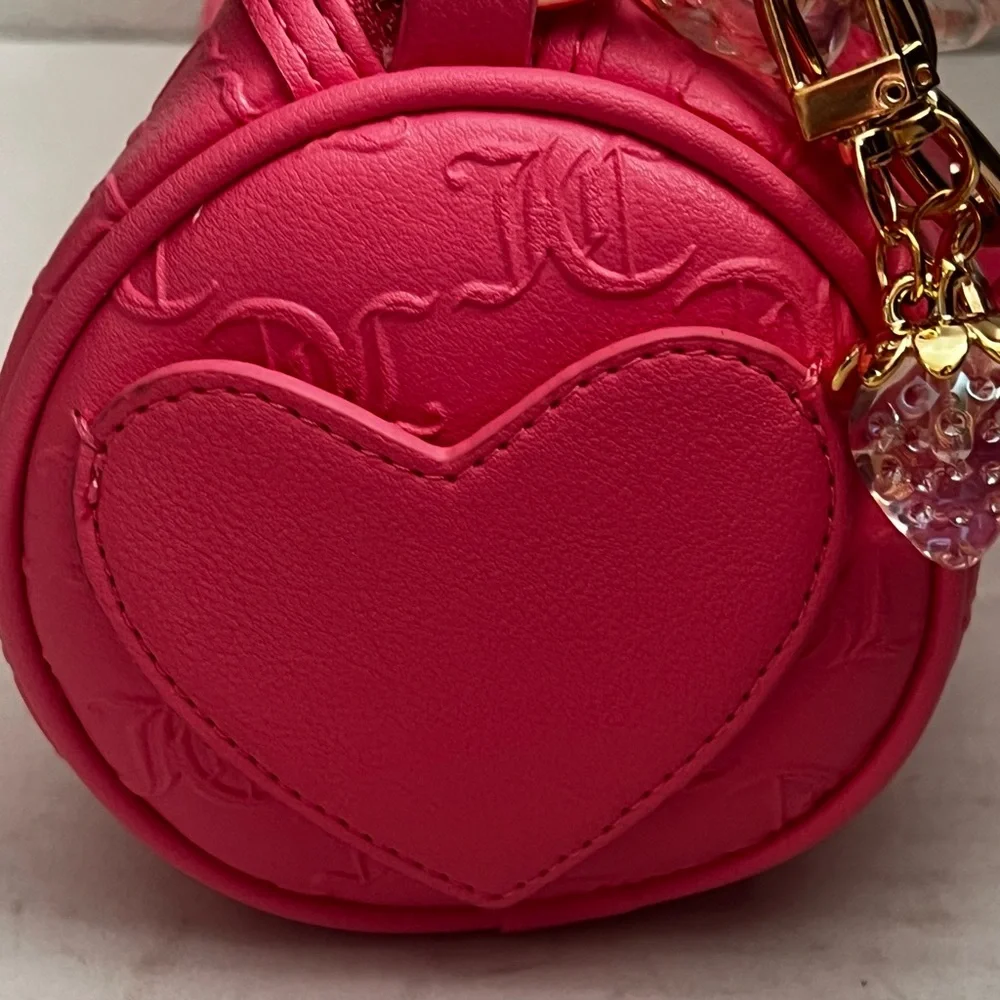 Juicy Couture Bling Bling Roll Barrel Designer Bag Hot Pink Rhinestone Logo Y2K